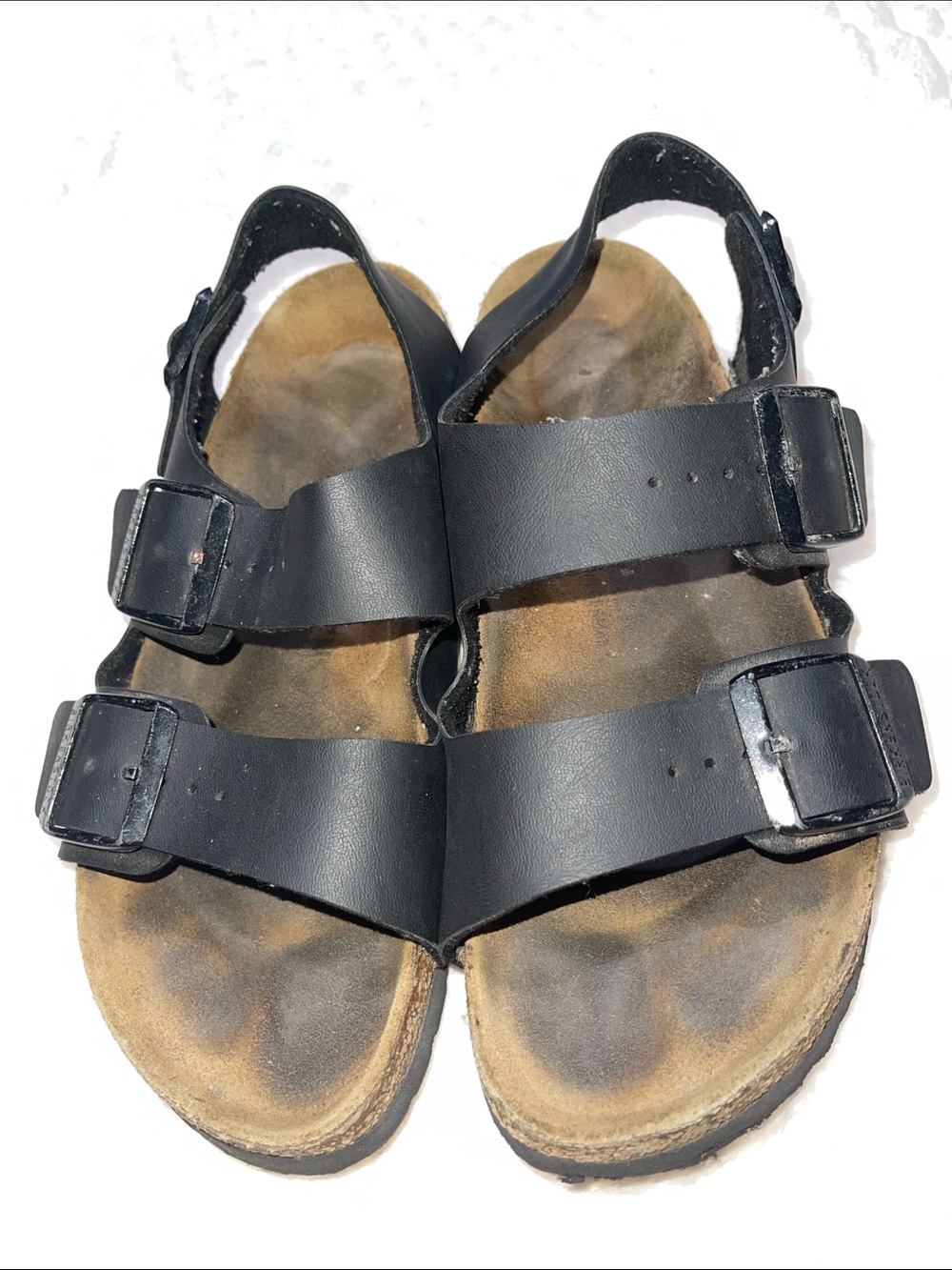 Birkenstock Black Double-Strap Cork Footbed Sandals